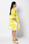 Ekastories_Green Cotton V-neck Sonder Floral Print Dress _at_Aza_Fashions