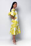 Shop_Ekastories_Green Cotton Scoop Neck Sonder Flower Print Dress_Online_at_Aza_Fashions