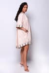 Buy_Ekastories_Beige 100% Cotton Embroidery Floral Notched Border Dress _Online_at_Aza_Fashions