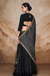 Shop_Label Varsha_Black Viscose Linen Satin Hand Embroidered And Bandhani Lehenga Blouse Set_at_Aza_Fashions