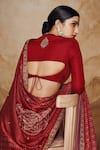 Shop_Label Varsha_Red Viscose Linen Satin Hand Embroidered And Printed Bandhani & Lehenga Set _at_Aza_Fashions