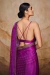 Shop_Label Varsha_Purple Viscose, Linen, Satin Sequins, Bandhani Print Lehenga Pleated Blouse Set_at_Aza_Fashions