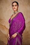 Label Varsha_Purple Viscose, Linen, Satin Sequins, Bandhani Print Lehenga Pleated Blouse Set_Online_at_Aza_Fashions