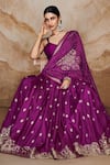 Shop_Label Varsha_Purple Viscose, Linen, Satin Sequins, Embroidered Lehenga Set With Woven Dupatta_at_Aza_Fashions