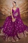 Label Varsha_Purple Viscose, Linen, Satin Sequins, Embroidered Lehenga Set With Woven Dupatta_Online_at_Aza_Fashions