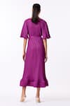 Shop_Scarlet Sage_Purple Round Celestine Pleated Midi Flared Dress  _at_Aza_Fashions