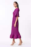 Buy_Scarlet Sage_Purple Round Celestine Pleated Midi Flared Dress  _Online_at_Aza_Fashions