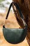 Buy_Adisee_Green Ava Leather Semi Circular Bag_at_Aza_Fashions