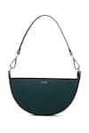 Adisee_Green Ava Leather Semi Circular Bag_Online_at_Aza_Fashions
