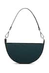 Shop_Adisee_Green Ava Leather Semi Circular Bag_Online_at_Aza_Fashions