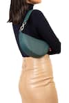 Adisee_Green Ava Leather Semi Circular Bag_at_Aza_Fashions