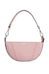 Buy_Adisee_Pink Ava Semi Circular Pastel Leather Bag_Online_at_Aza_Fashions