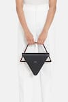 Adisee_Black Jade Triangular Structured Leather Bag_at_Aza_Fashions