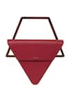 ADISEE_Maroon Jade Leather Triangular Structured Bag _Online_at_Aza_Fashions