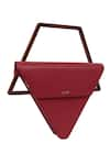 Shop_ADISEE_Maroon Jade Leather Triangular Structured Bag _at_Aza_Fashions