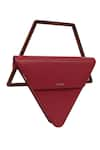 Buy_ADISEE_Maroon Jade Leather Triangular Structured Bag _Online_at_Aza_Fashions