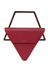 Shop_ADISEE_Maroon Jade Leather Triangular Structured Bag _Online_at_Aza_Fashions