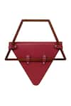 ADISEE_Maroon Jade Leather Triangular Structured Bag _at_Aza_Fashions