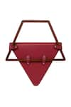 Buy_ADISEE_Maroon Jade Leather Triangular Structured Bag 