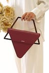 Shop_ADISEE_Maroon Jade Leather Triangular Structured Bag 