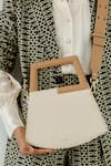 Adisee_Ivory Jil Geometric Structured Leather Bag _at_Aza_Fashions