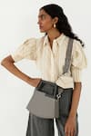 Buy_Adisee_Grey Jil Leather Geometric Structured Bag _at_Aza_Fashions