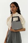 Buy_Adisee_Grey Jil Leather Geometric Structured Bag _Online_at_Aza_Fashions