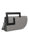 Shop_Adisee_Grey Emily Leather Structured Clutch Bag _at_Aza_Fashions