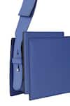 ADISEE_Blue Bianca Leather Clutch With Broad Strap_Online_at_Aza_Fashions