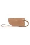 ADISEE_Beige Leather Colorblock Sunglass Case _at_Aza_Fashions