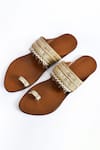 Shop_IraSoles_Brown Embroidered Dilbar Handcrafted Kolhapuri Flats_at_Aza_Fashions