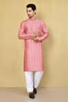 Buy_Arihant Rai Sinha_Pink Silk, Cotton Sequins Patola Print Kurta With Pyjama _at_Aza_Fashions