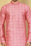 Shop_Arihant Rai Sinha_Pink Silk, Cotton Sequins Patola Print Kurta With Pyjama _Online_at_Aza_Fashions