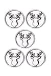 Cosa Nostraa_Silver Imperial Stag Carved Buttons - Set Of 5 _Online_at_Aza_Fashions