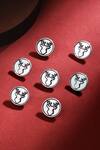 Buy_Cosa Nostraa_Silver Imperial Stag Carved Buttons - Set Of 7 _at_Aza_Fashions