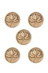 Cosa Nostraa_Gold Divine Lotus Buttons - Set Of 5 _Online_at_Aza_Fashions