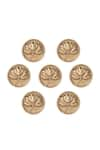 Cosa Nostraa_Gold Divine Lotus Carved Buttons - Set Of 7 _Online_at_Aza_Fashions