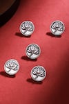 Buy_Cosa Nostraa_Silver Divine Lotus Brass Buttons - Set Of 5 _at_Aza_Fashions