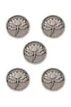 Cosa Nostraa_Grey Divine Lotus Buttons - Set Of 5 _Online_at_Aza_Fashions