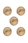 Cosa Nostraa_Gold Power Gun Buttons - Set Of 5_Online_at_Aza_Fashions