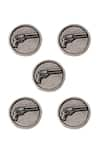 Cosa Nostraa_Grey Power Gun Carved Buttons - Set Of 5 _Online_at_Aza_Fashions