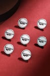 Buy_Cosa Nostraa_Silver Vintage Plane Carved Buttons - Set Of 7 _at_Aza_Fashions