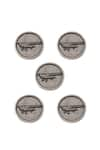 Cosa Nostraa_Grey Vintage Plane Brass Buttons - Set Of 5 _Online_at_Aza_Fashions