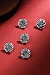 Buy_Cosa Nostraa_Silver Eternal Garden Carved Buttons - Set Of 5 _at_Aza_Fashions