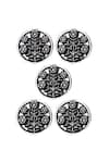 Cosa Nostraa_Silver Eternal Garden Carved Buttons - Set Of 5 _Online_at_Aza_Fashions