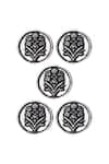 Cosa Nostraa_Silver Floral Wonder Carved Buttons - Set Of 5 _Online_at_Aza_Fashions