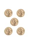 Cosa Nostraa_Gold Lotus Carved Buttons - Set Of 5 _Online_at_Aza_Fashions