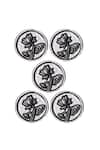 Cosa Nostraa_Silver Lotus Carved Buttons - Set Of 5 _Online_at_Aza_Fashions