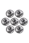 Cosa Nostraa_Silver Lotus Carved Buttons - Set Of 7 _Online_at_Aza_Fashions