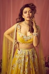 Buy_Ridhi Mehra_Yellow Blouse - Net/organza Lehenga - Lahya Bridal Pleated Set 